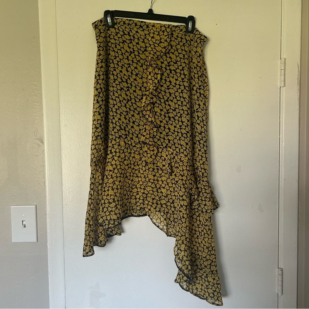 Asos Ruffle Floral Midi Skirt, Size 10